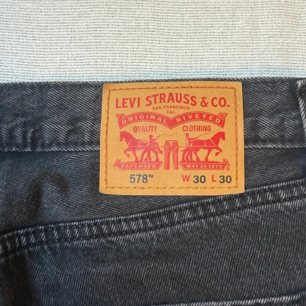 Levi's 578 Baggy Jeans Mens 30x30 Black Washed Wide Leg Denim Pants